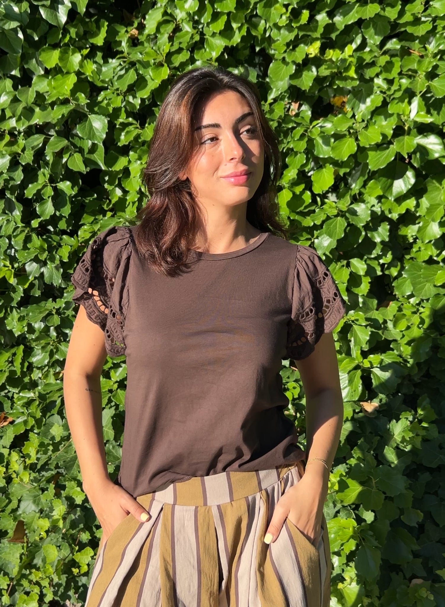 Camiseta encaje choco