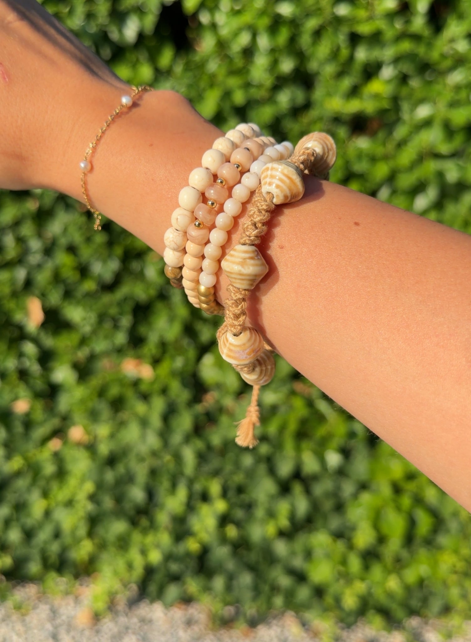 Pack pulseras beige