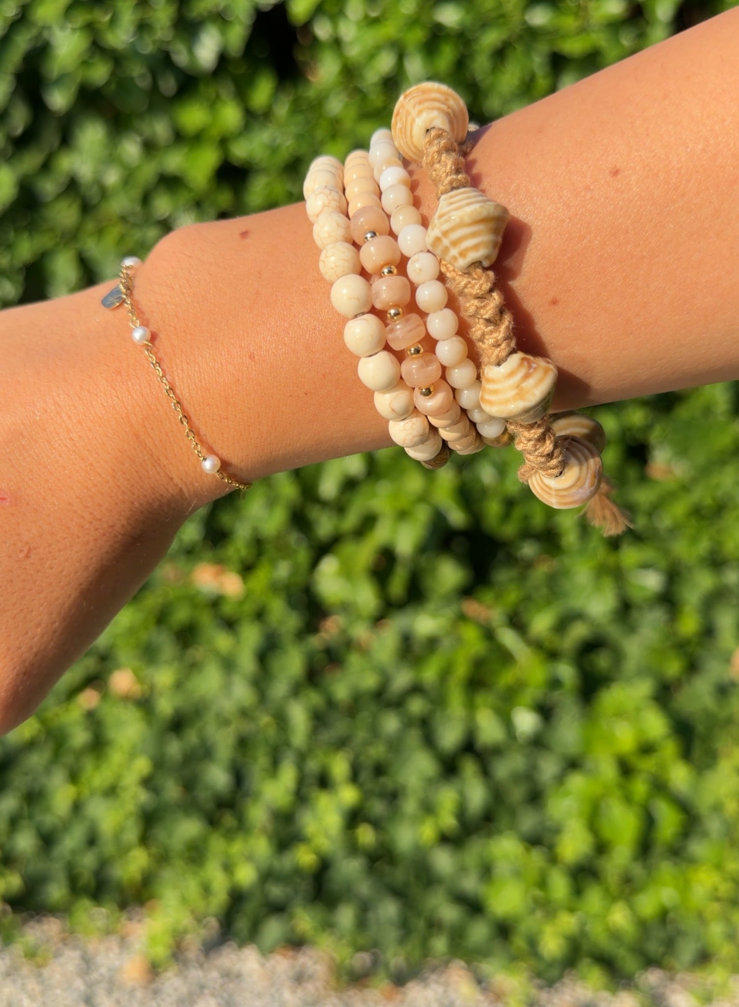 Pack pulseras beige