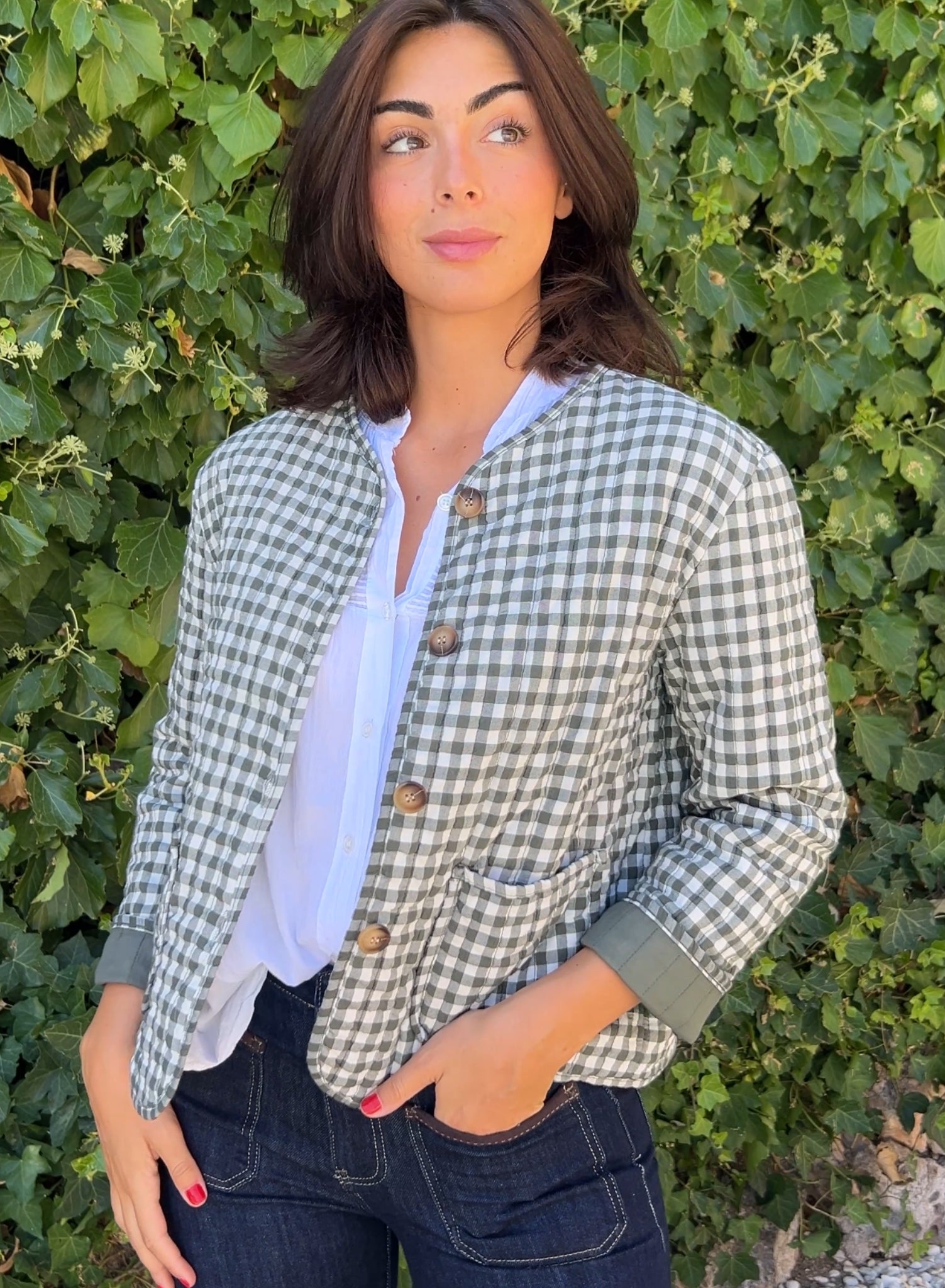 Chaqueta vichy verde