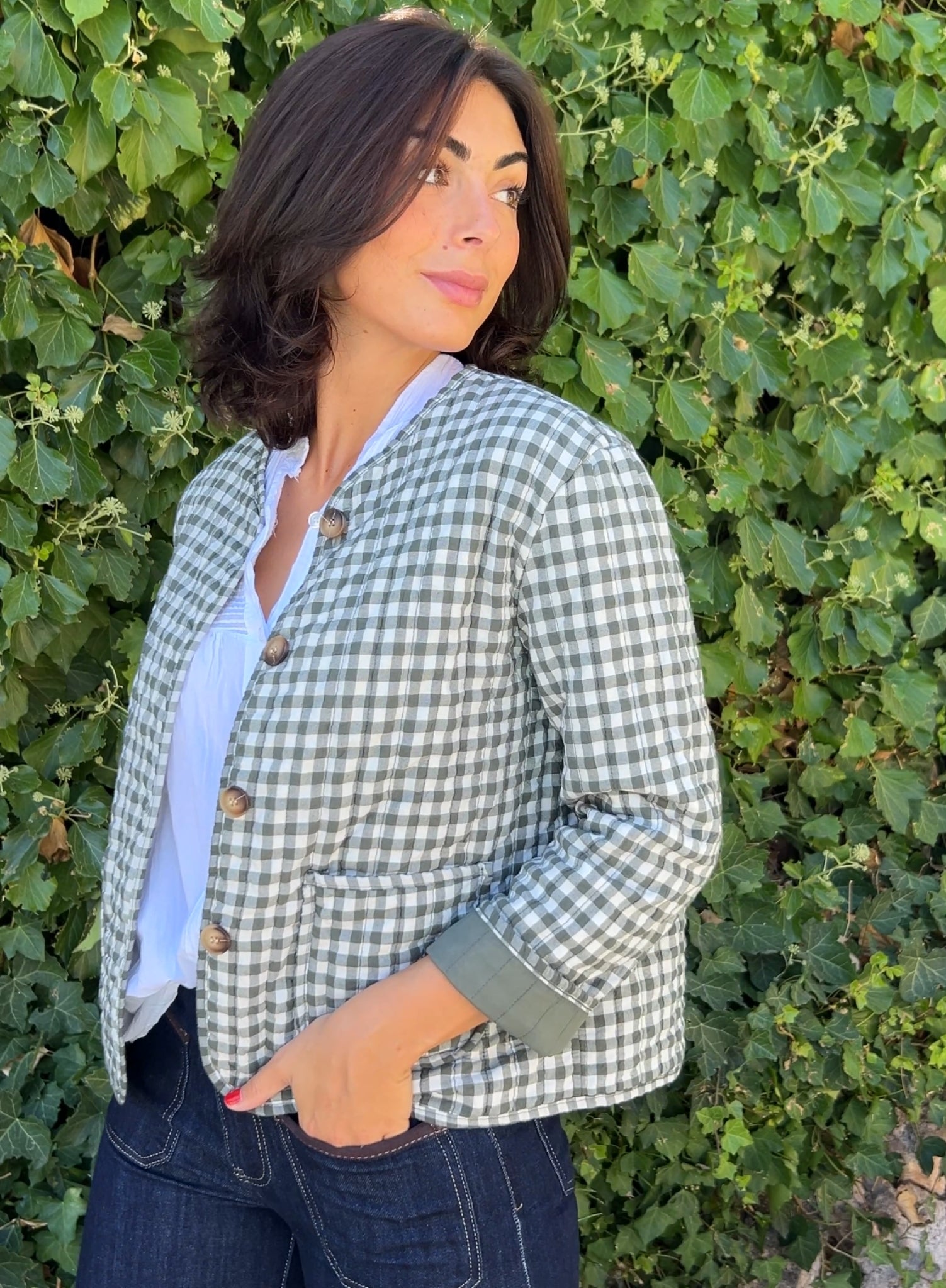 Chaqueta vichy verde