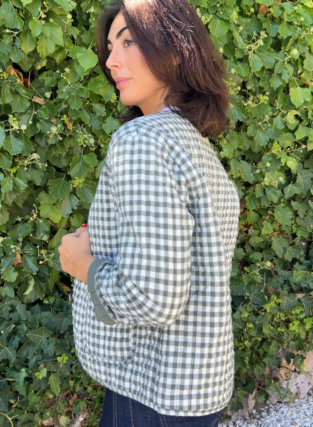 Chaqueta vichy verde