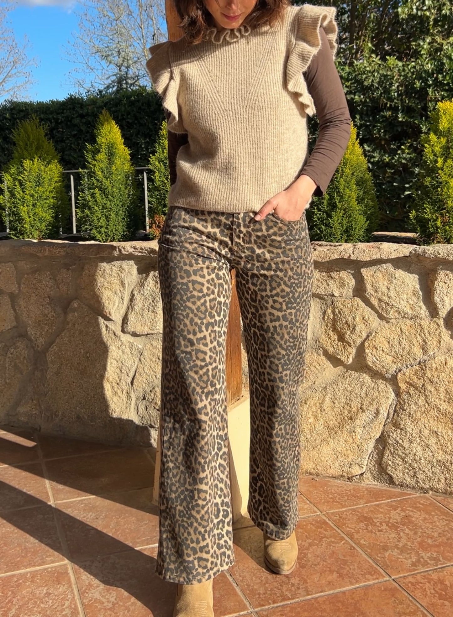 Leopard stretch jeans
