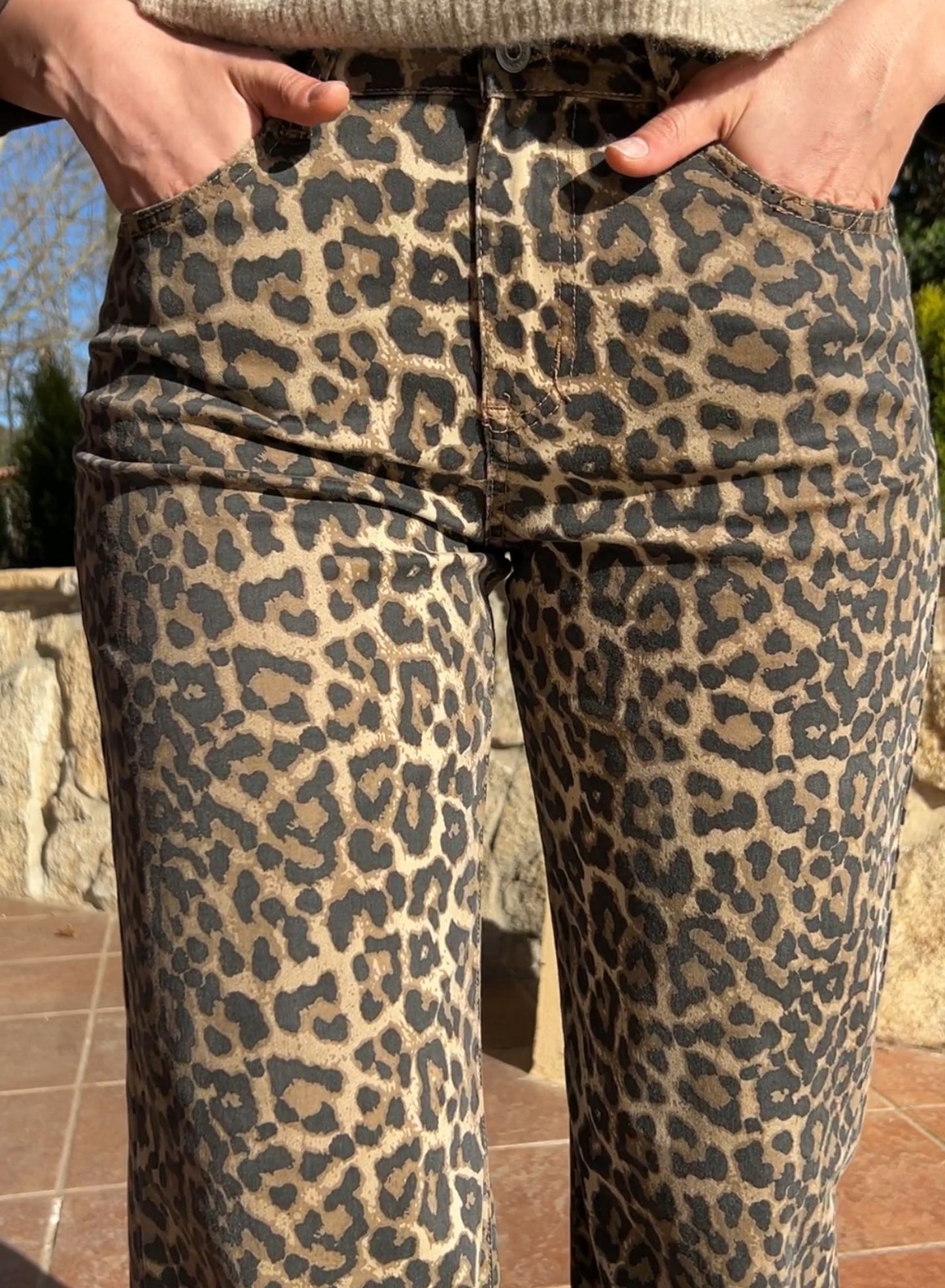 Leopard stretch jeans