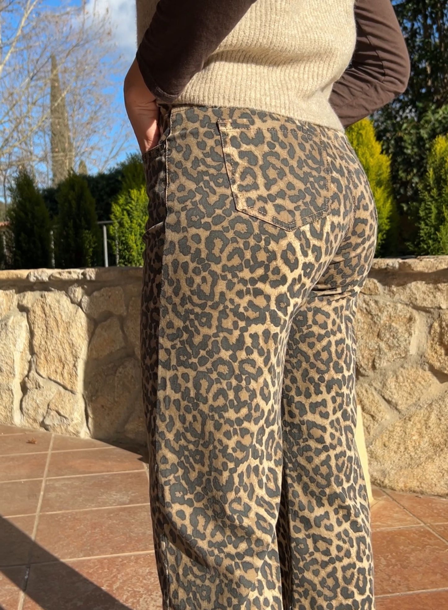 Leopard stretch jeans