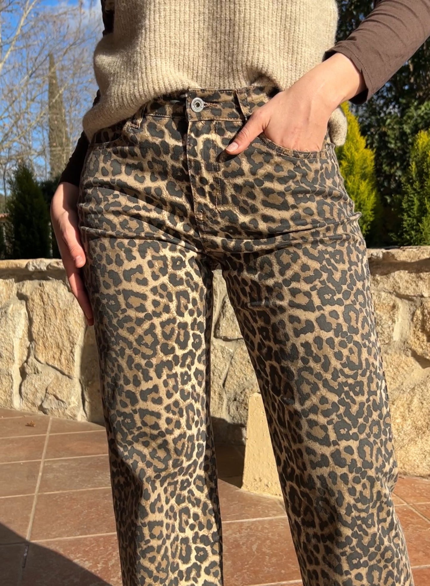 Leopard stretch jeans