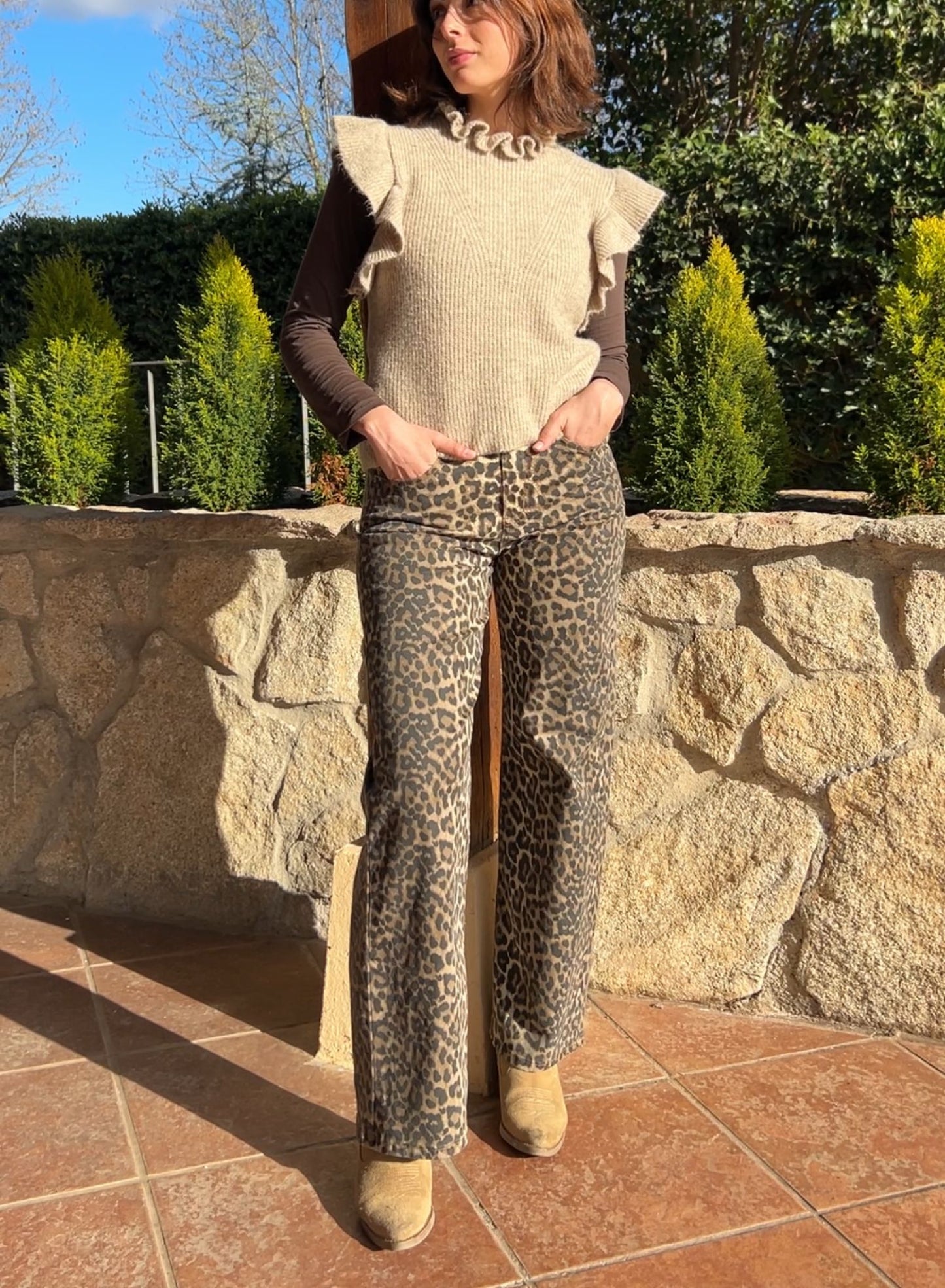 Leopard stretch jeans