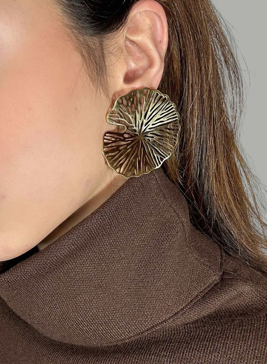 Pendientes Grandes Flor Dorada