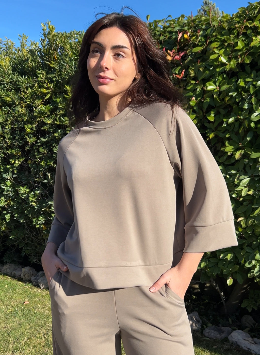 Sudadera chándal topo