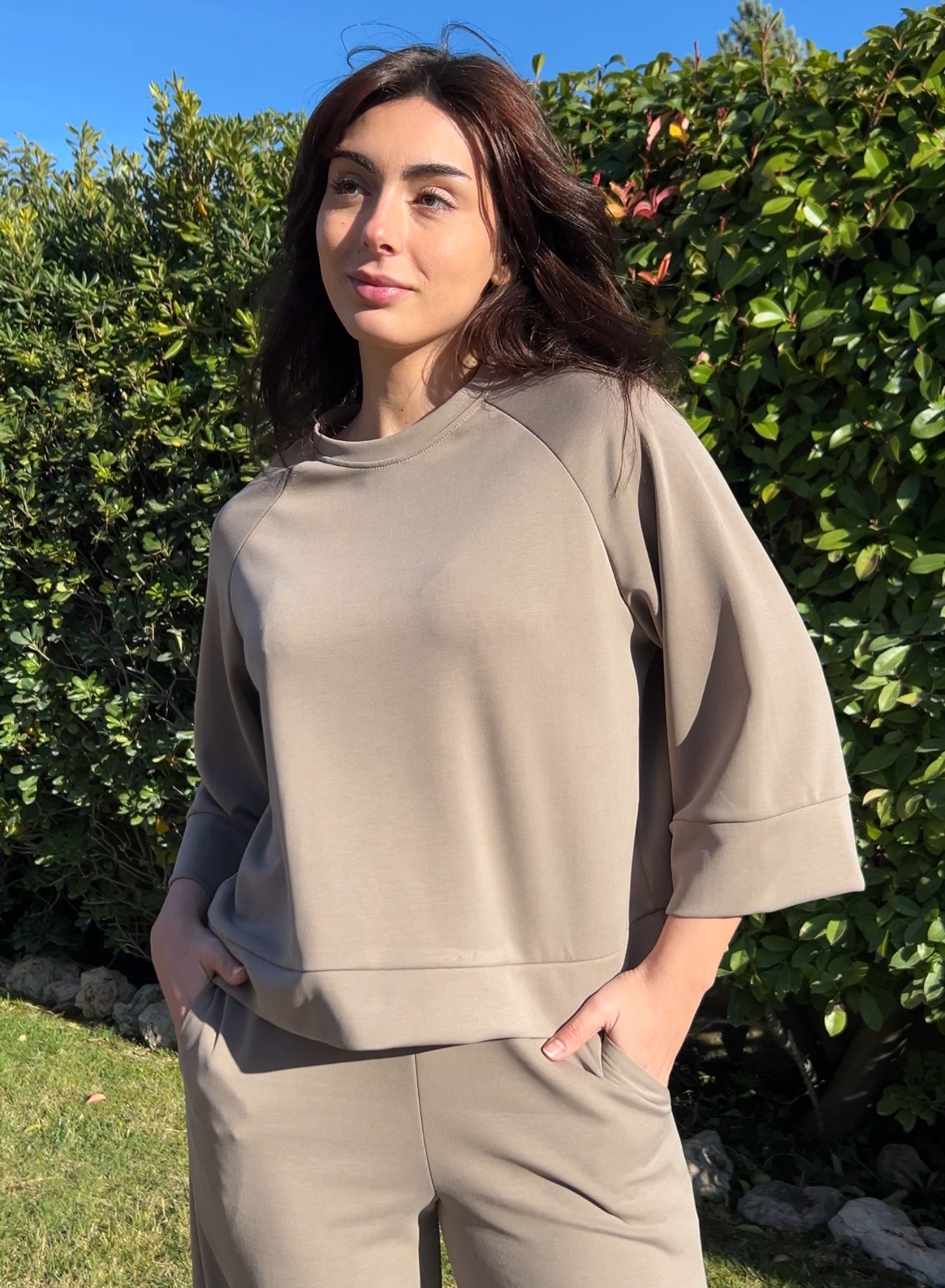 Sudadera chándal topo