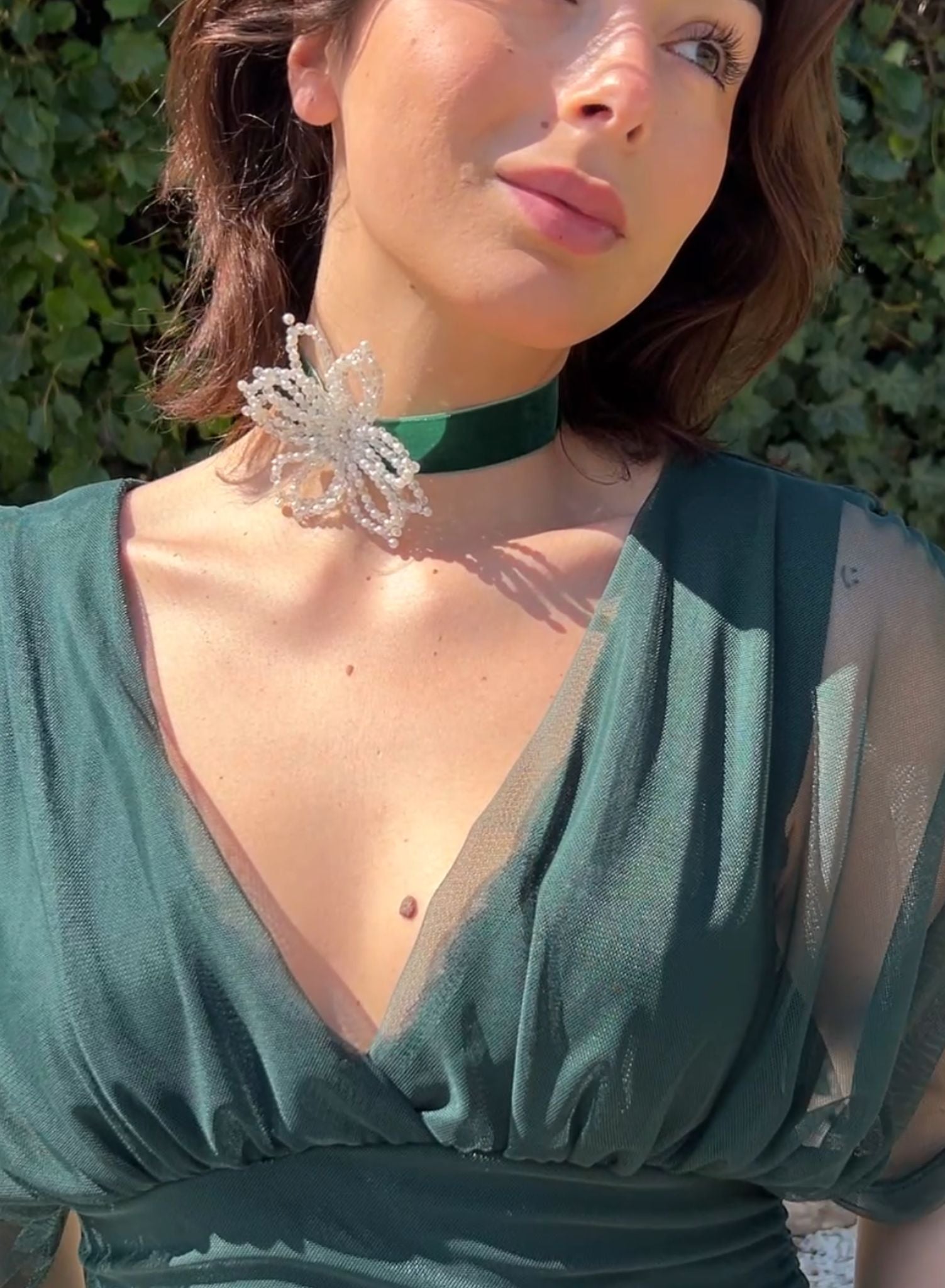 Choker flor perlas