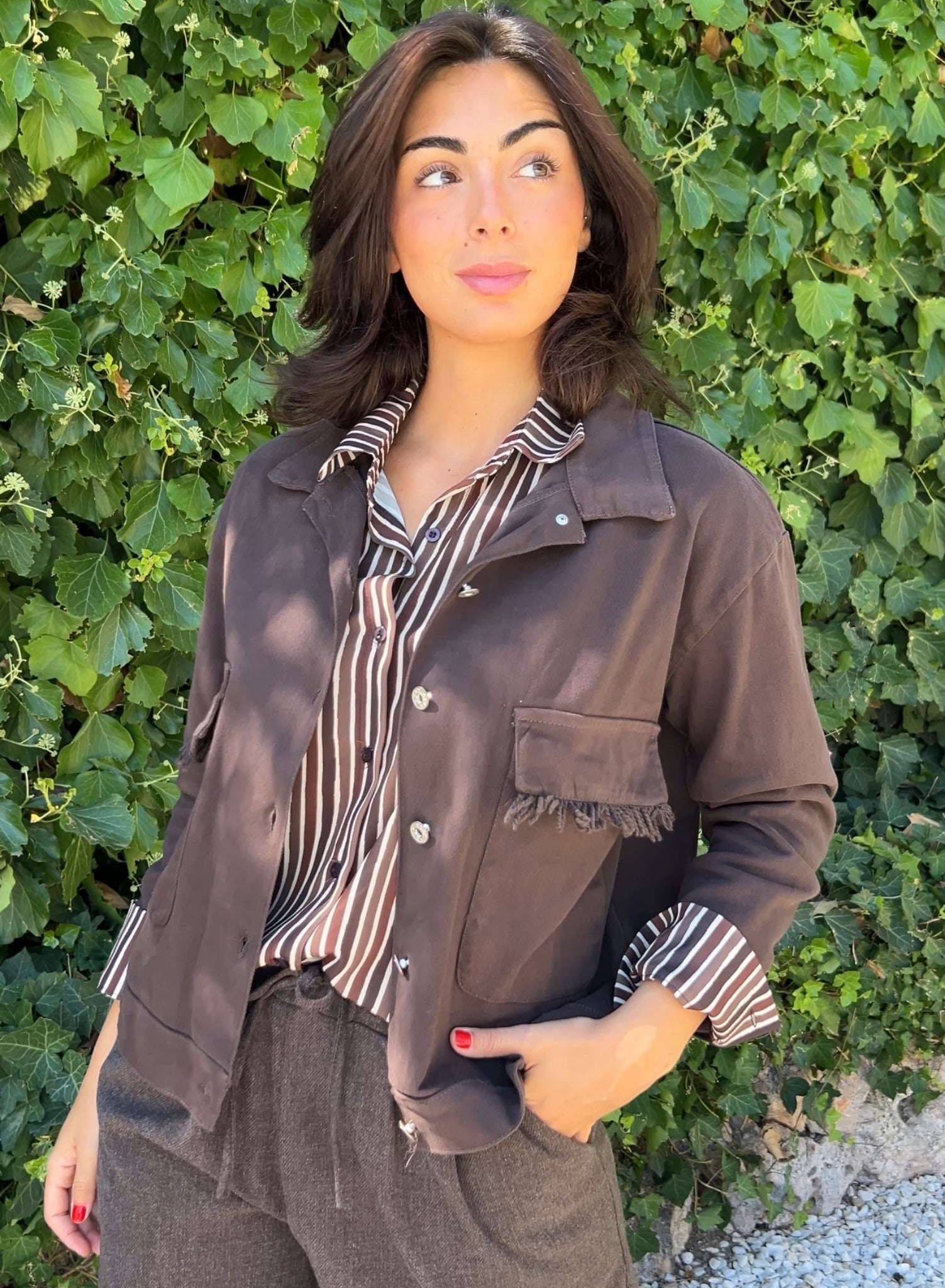 Chaqueta fleco choco