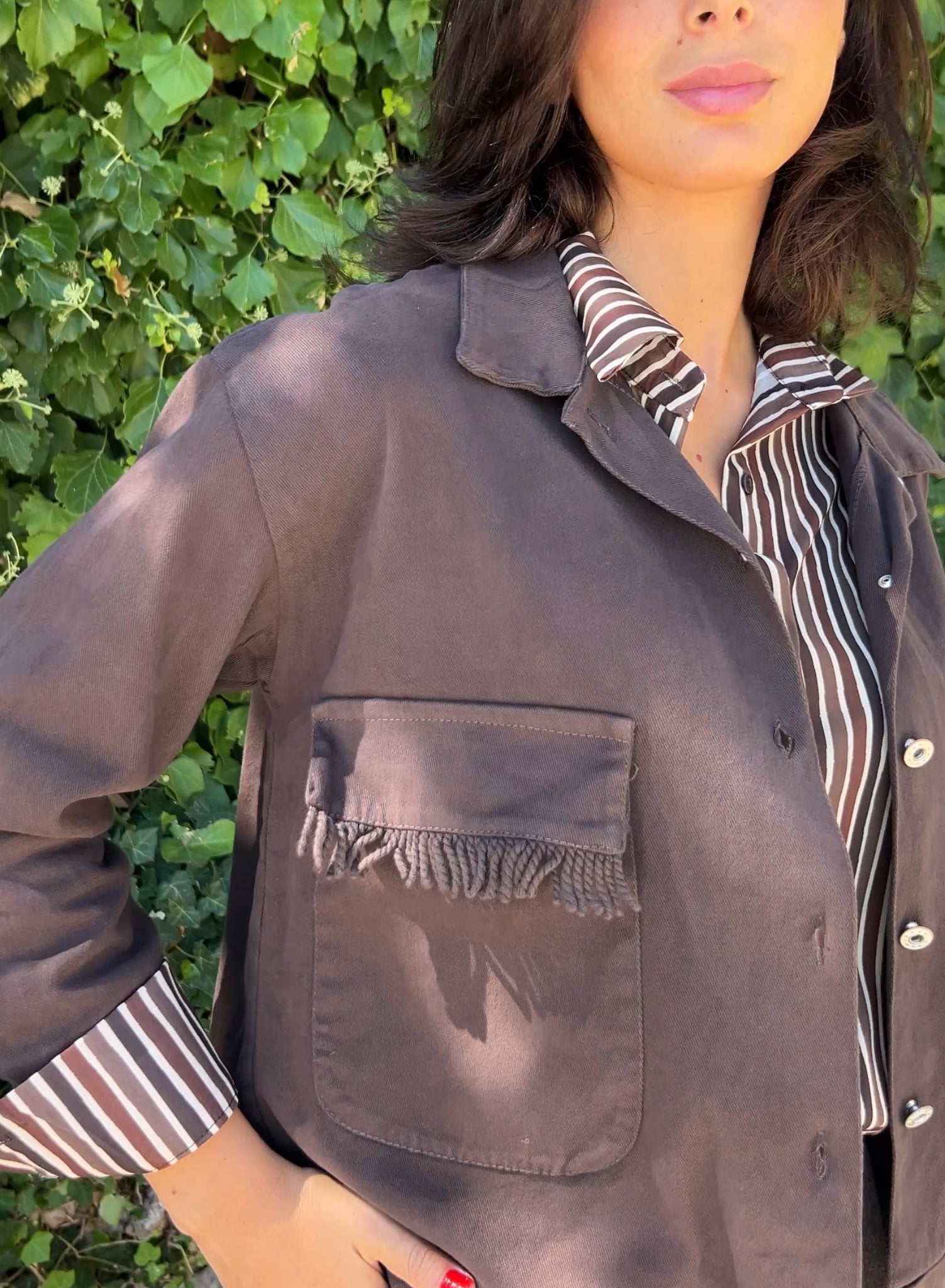 Chaqueta fleco choco