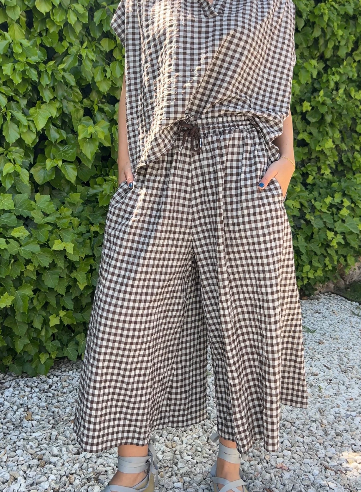 Pantalón vichy choco