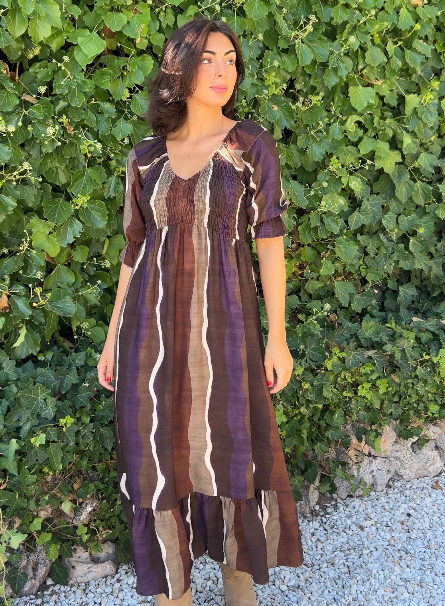 Vestido Zarela choco-morado