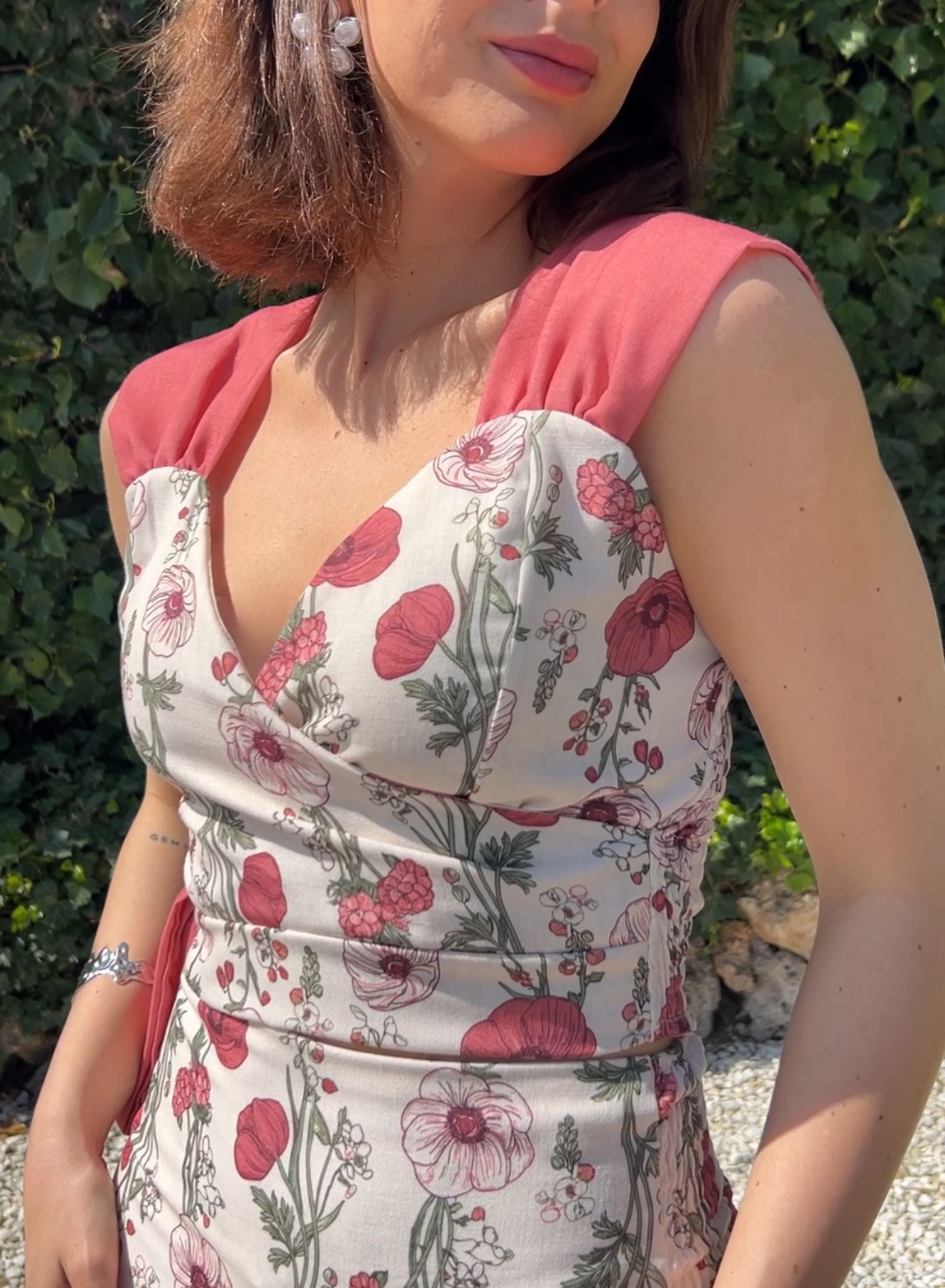 Top flores rosa