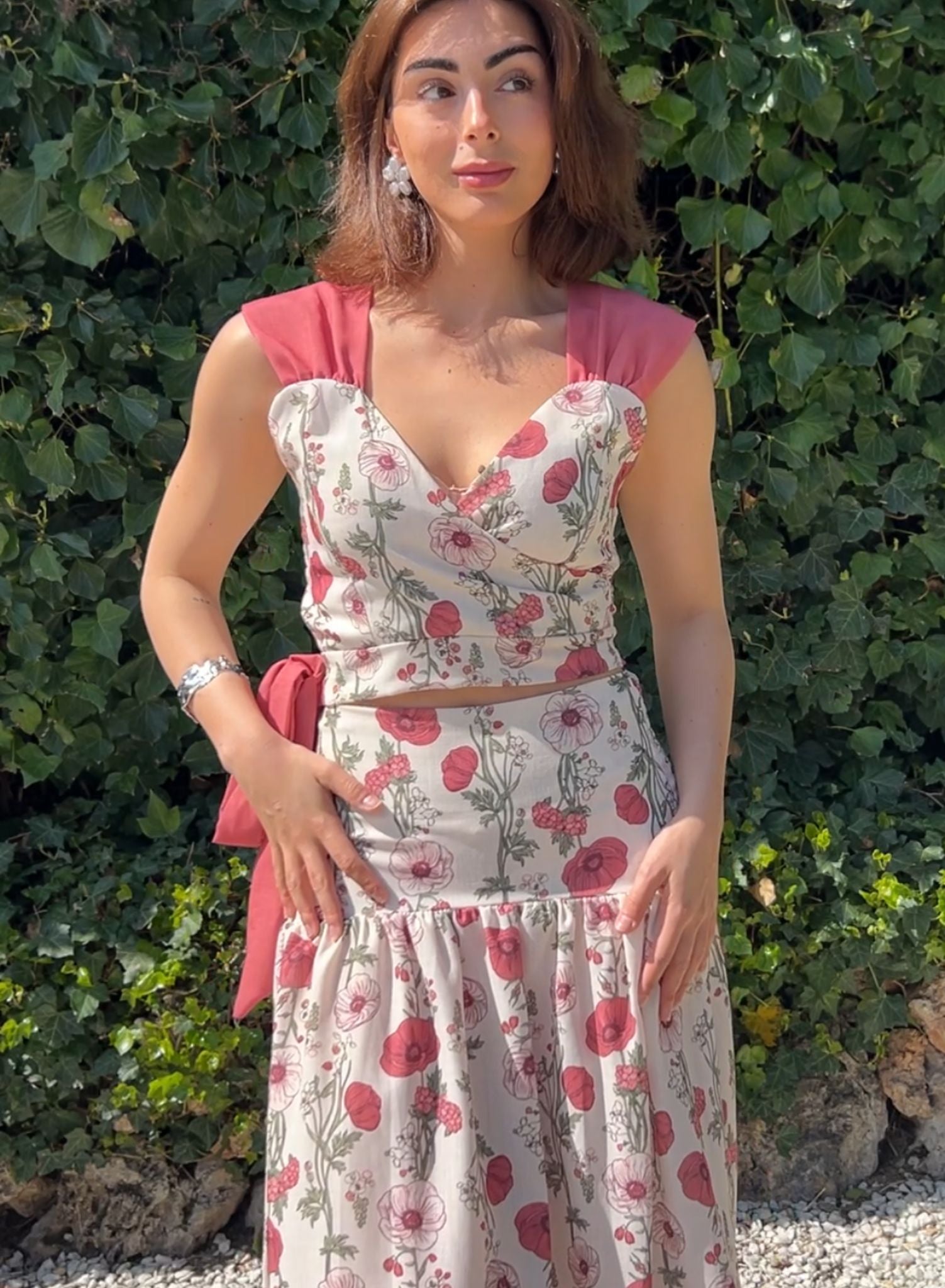Top flores rosa