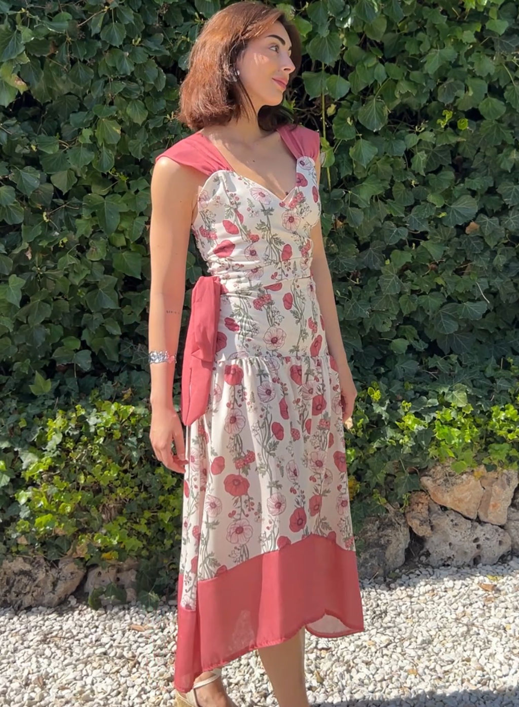 Falda flores rosa