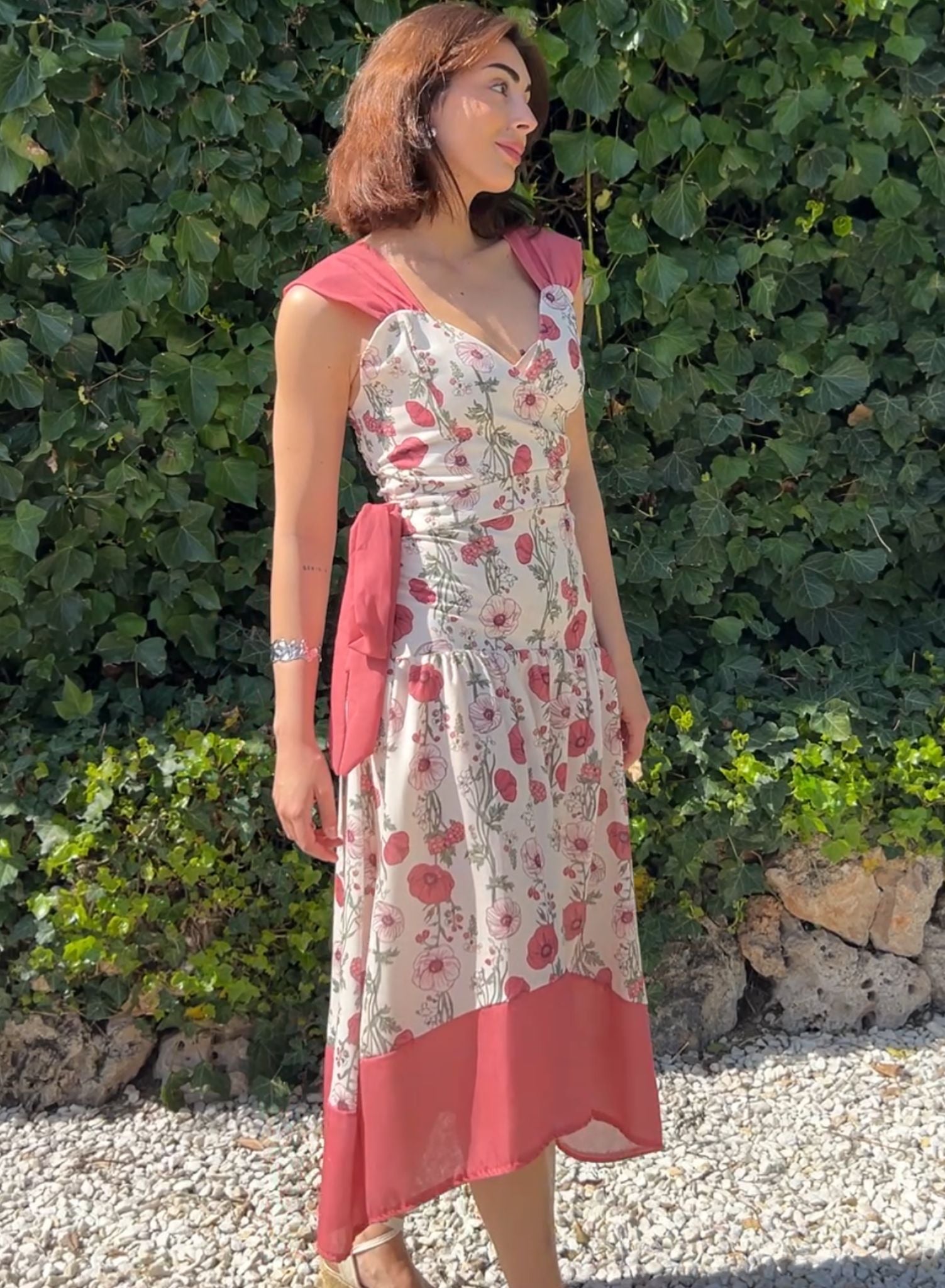 Falda flores rosa