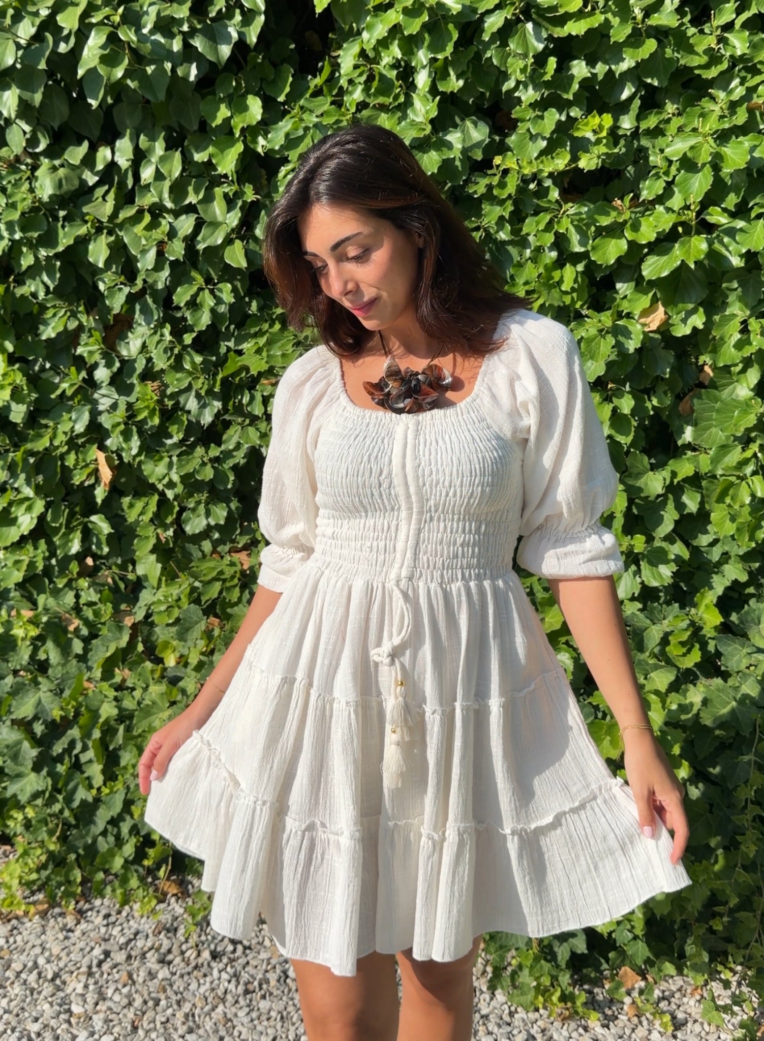 Vestido indio corto blanco