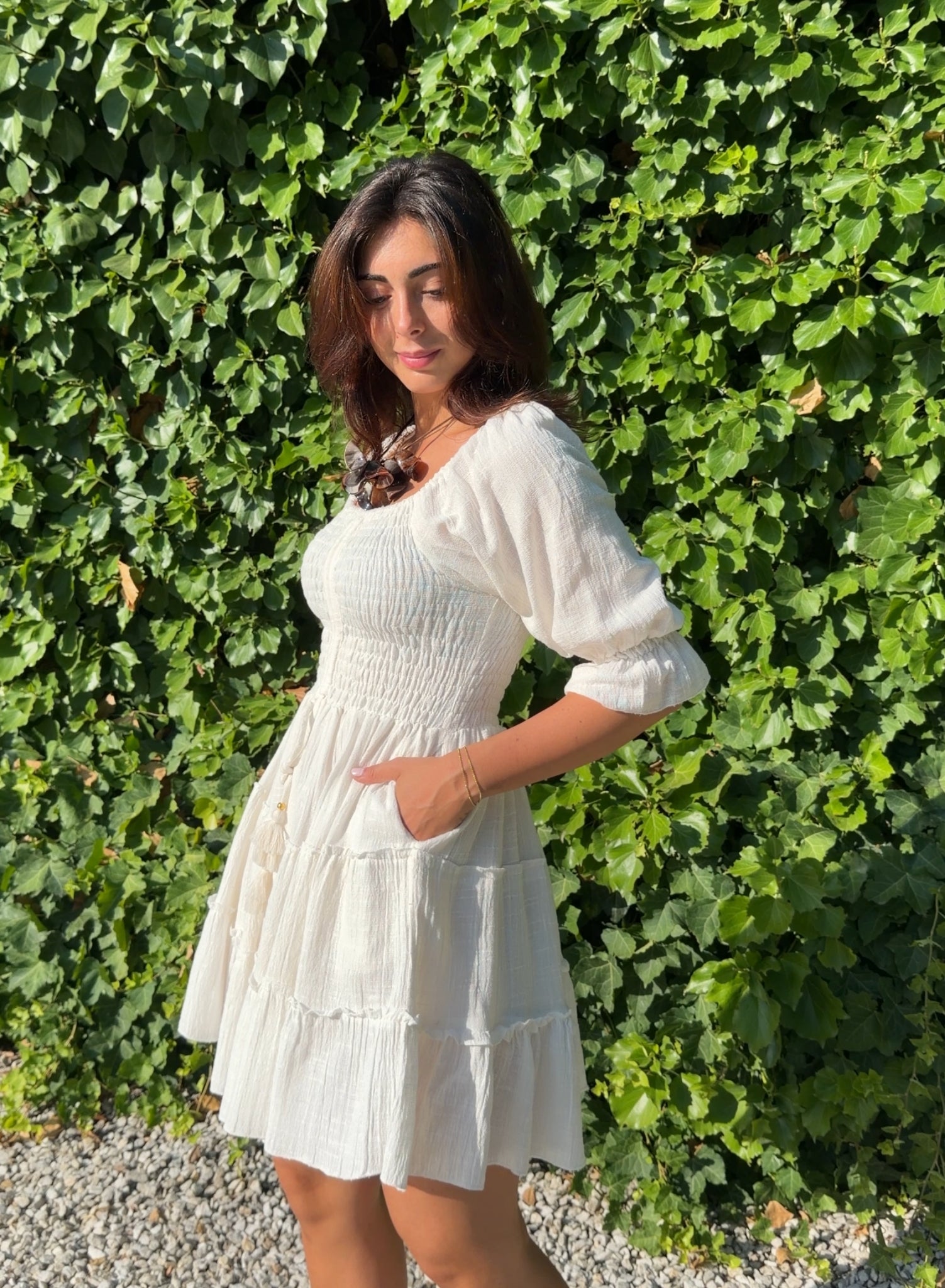 Vestido indio corto blanco