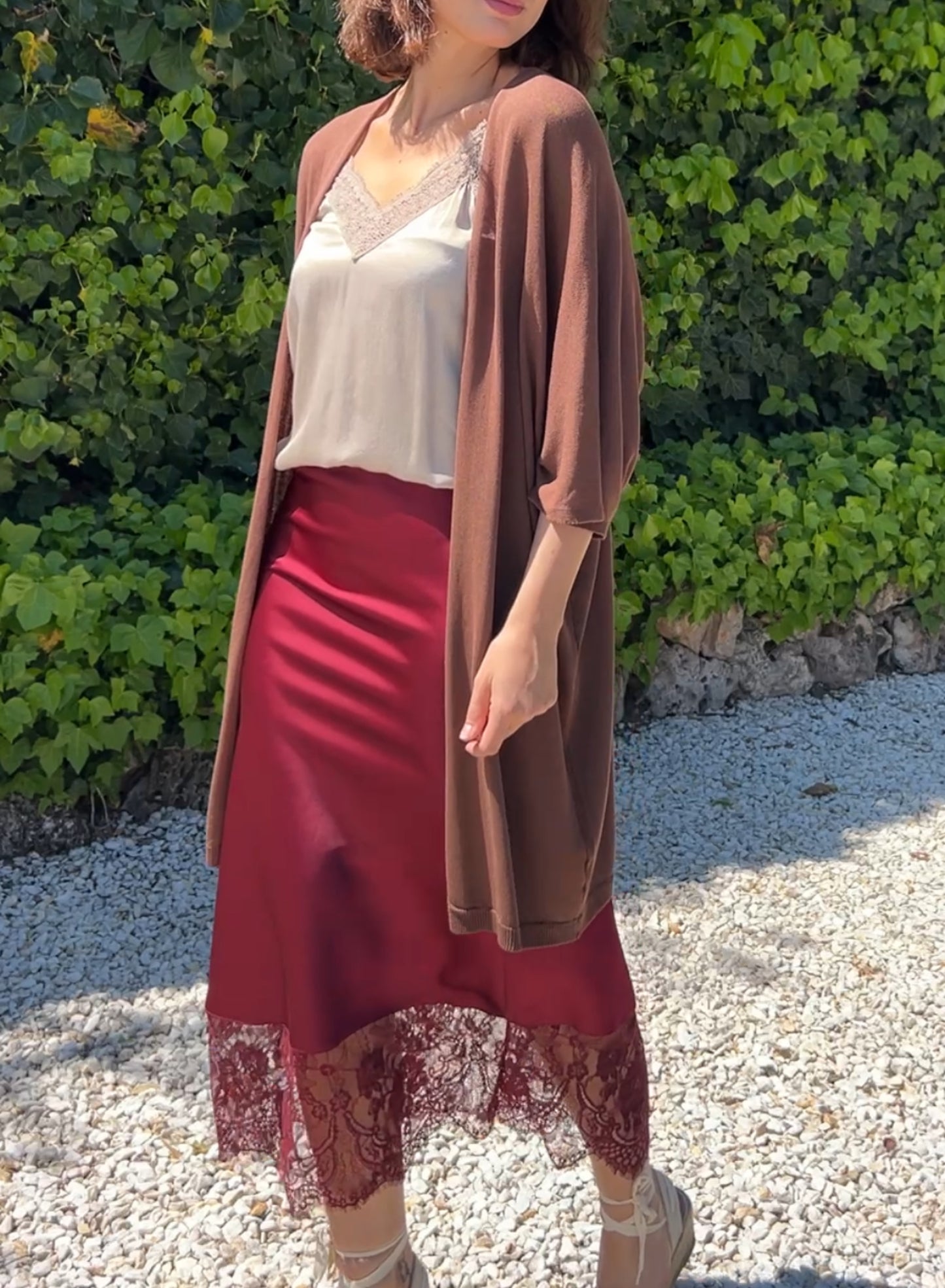 Satin lace skirt 