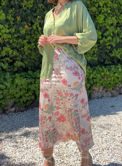 Printed satin skirt 