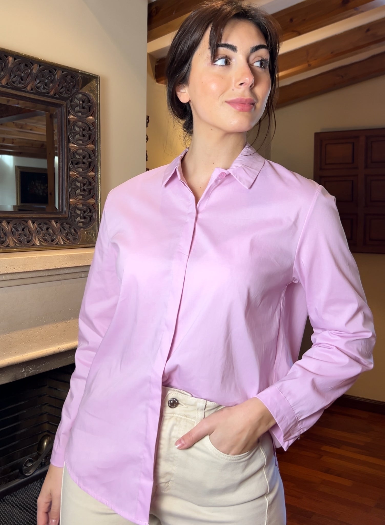 Camisa básica rosa