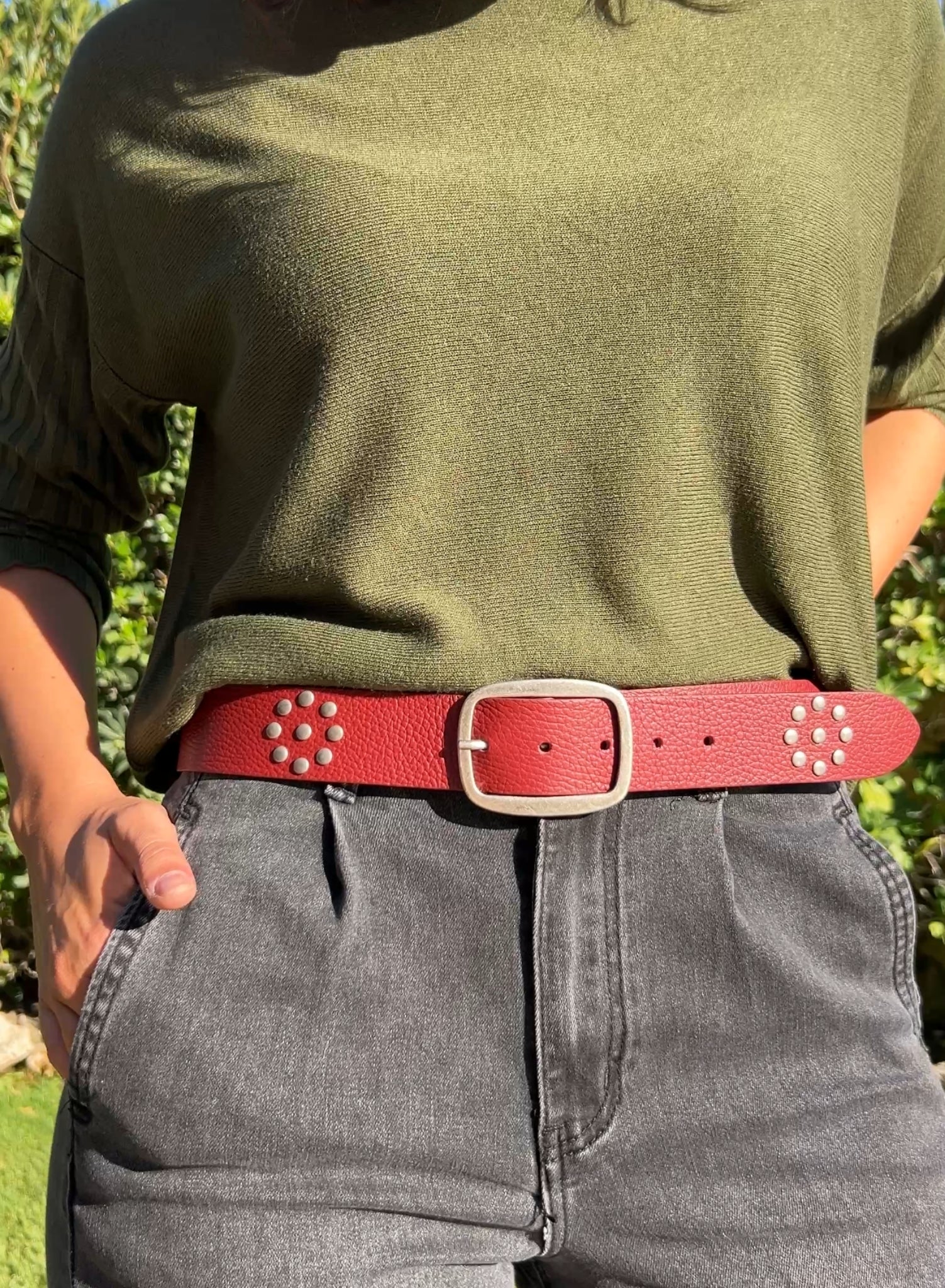 Cinturón cuero rojo