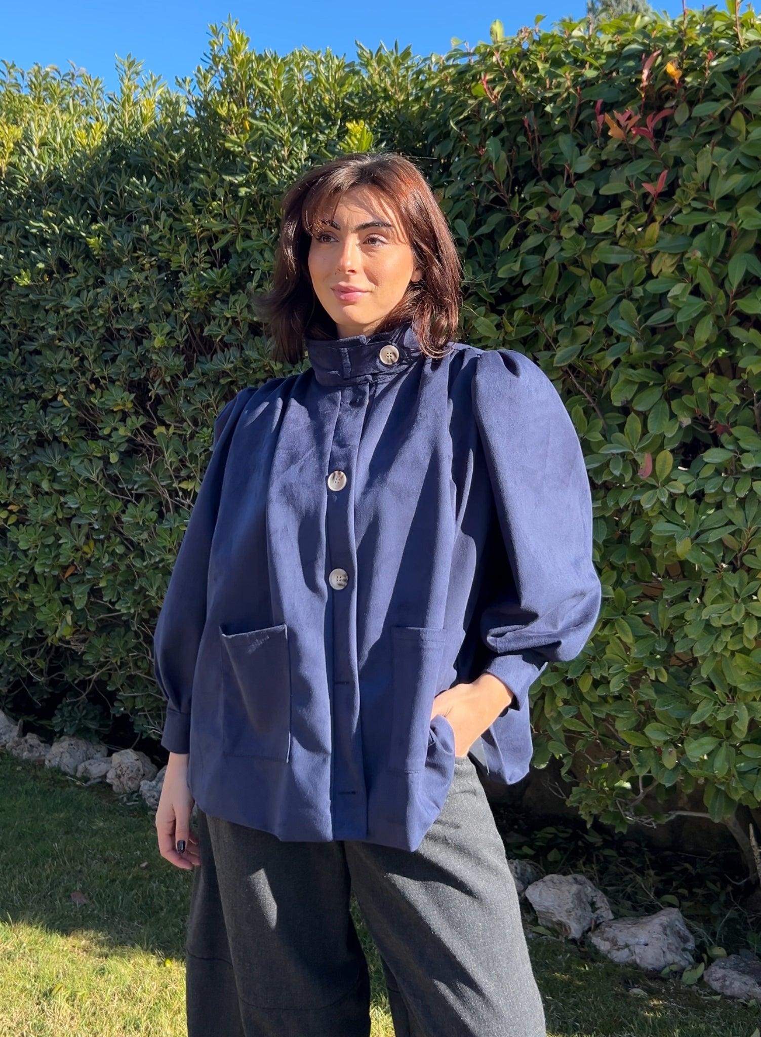 Chaqueta antelina marino over