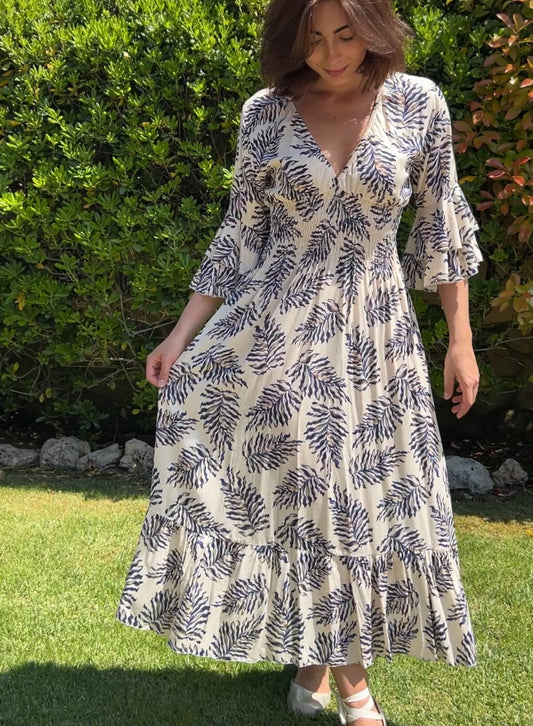 Vestido hojas marino