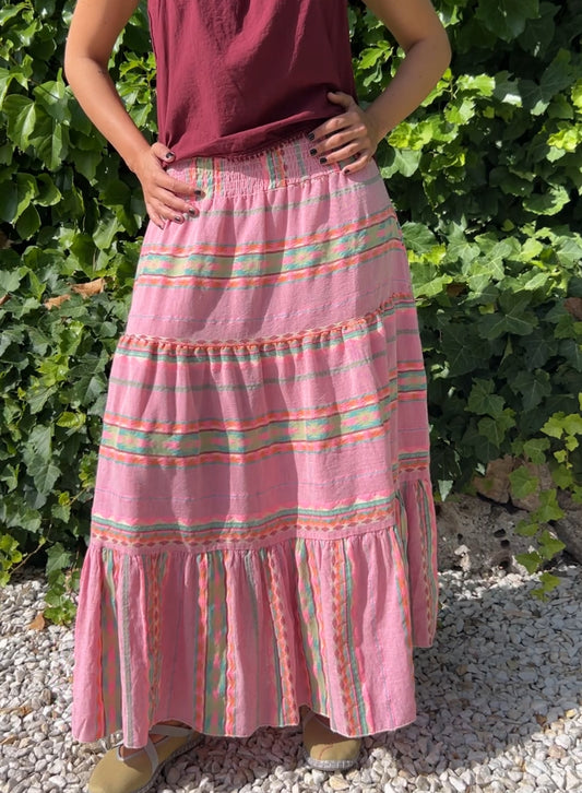 Falda étnica rosa