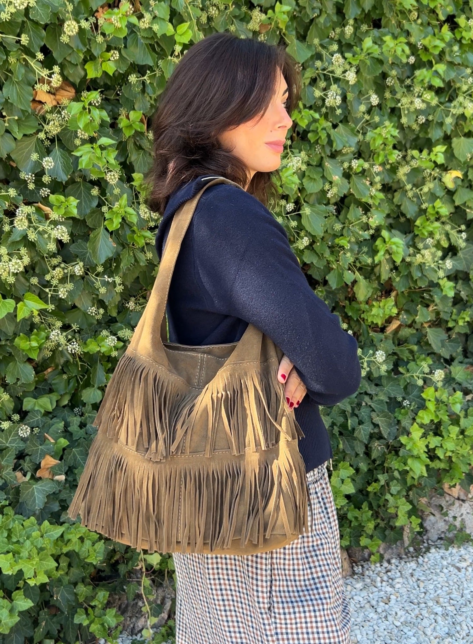 Bolso flecos topo