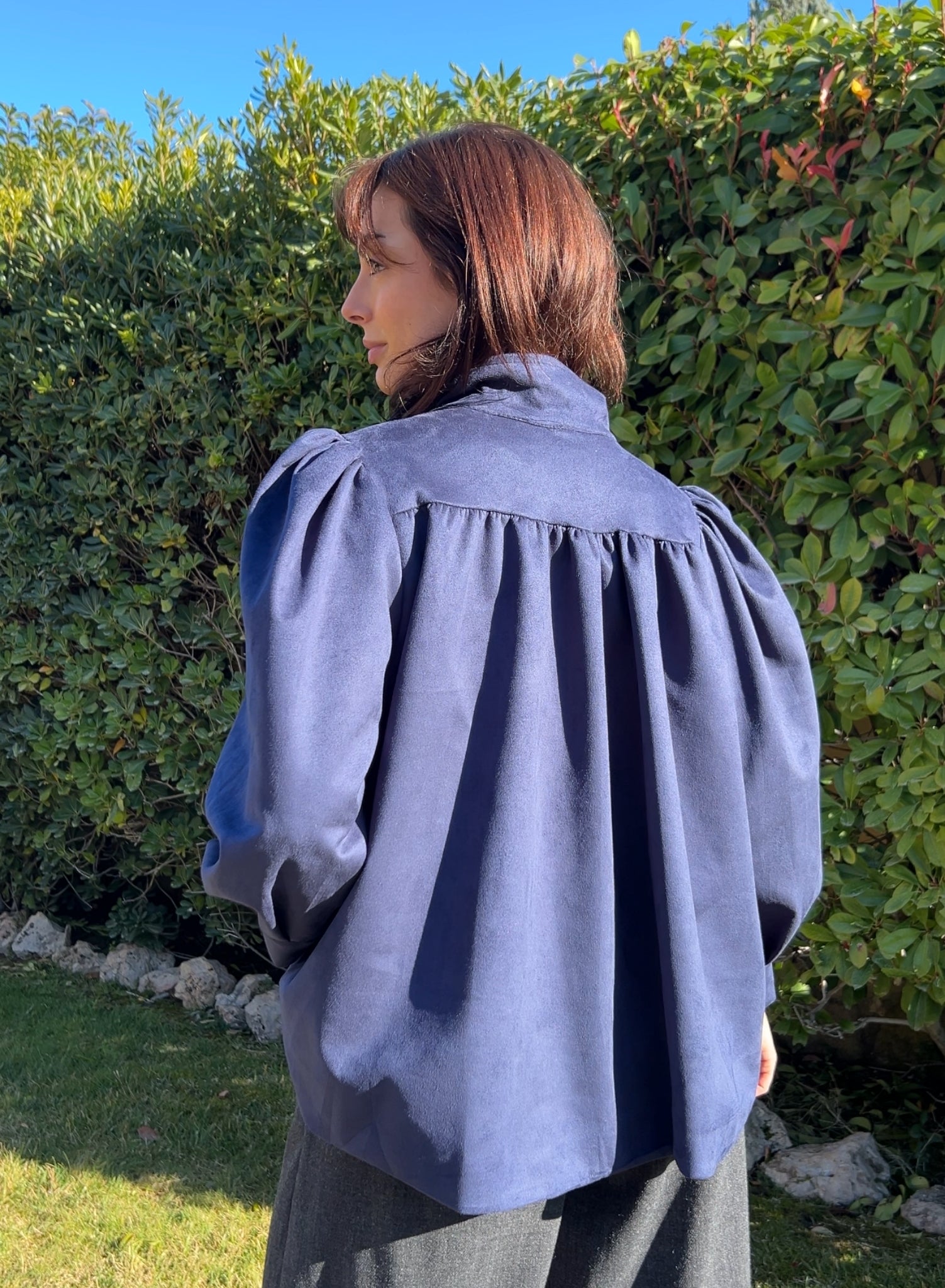 Chaqueta antelina marino over