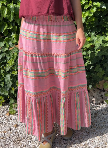 Falda étnica rosa