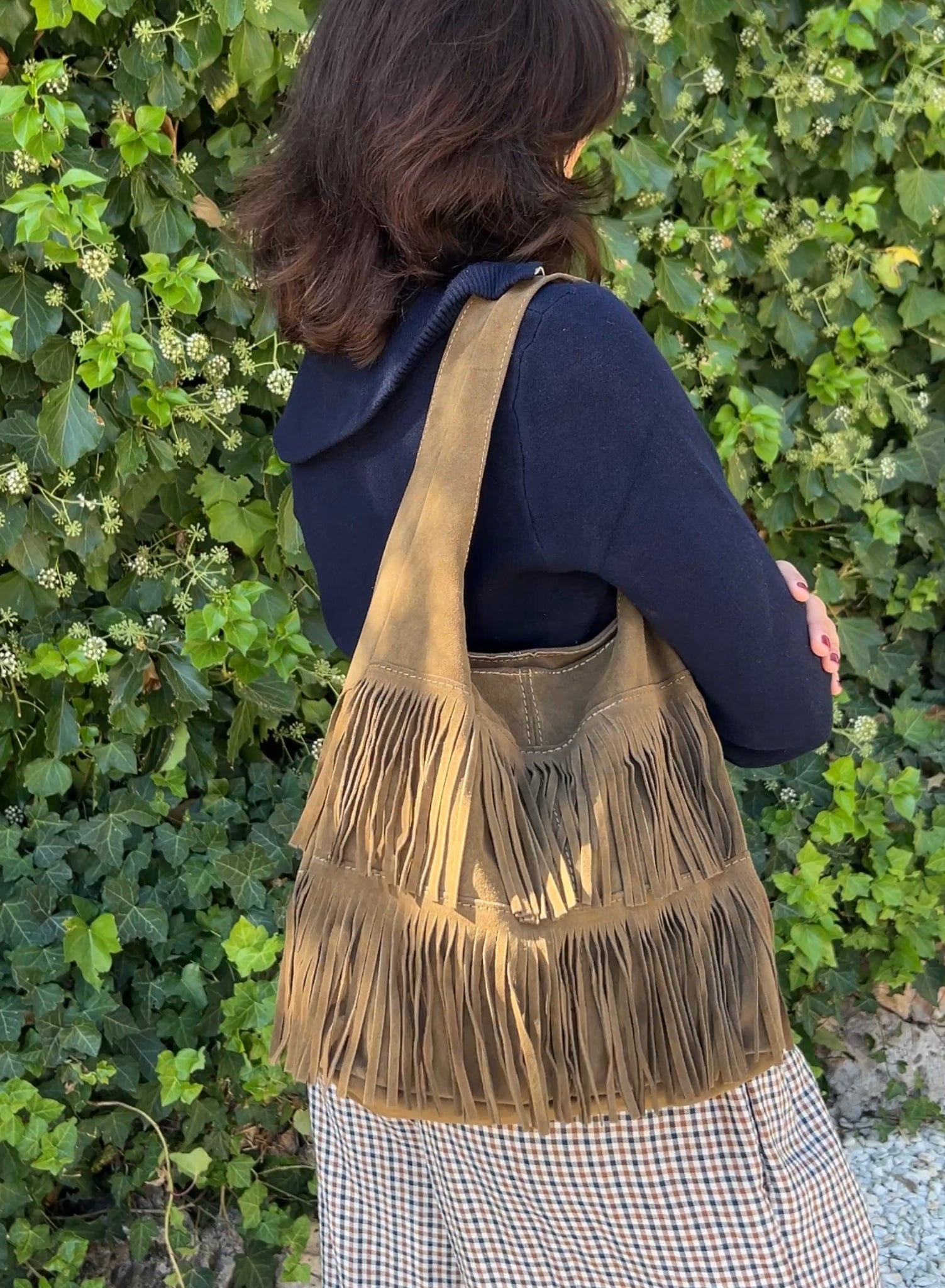 Bolso flecos topo