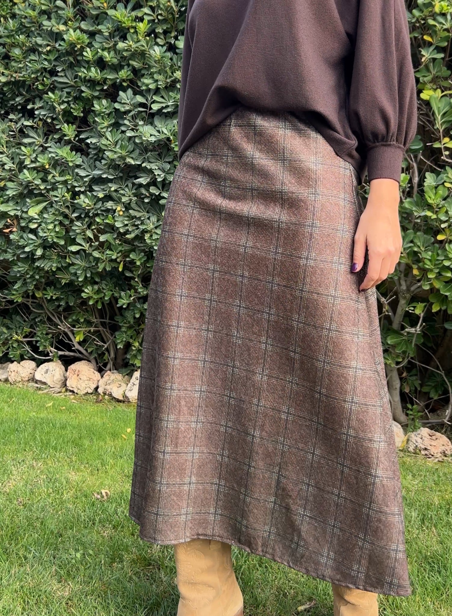 Falda cuadros marrón