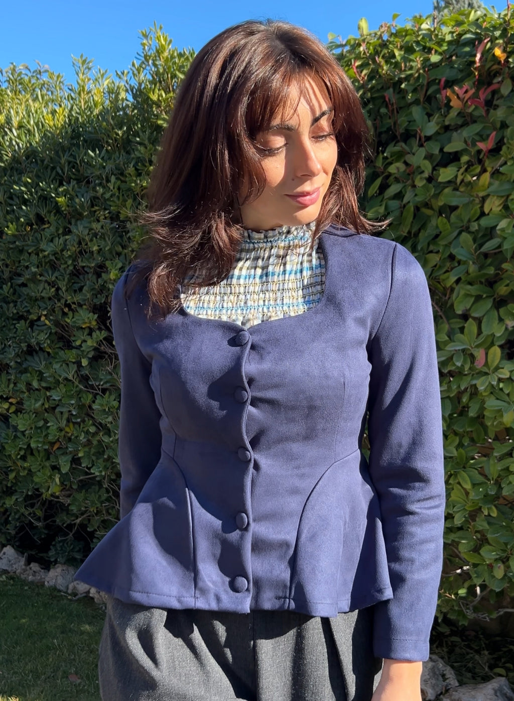 Chaqueta antelina marino