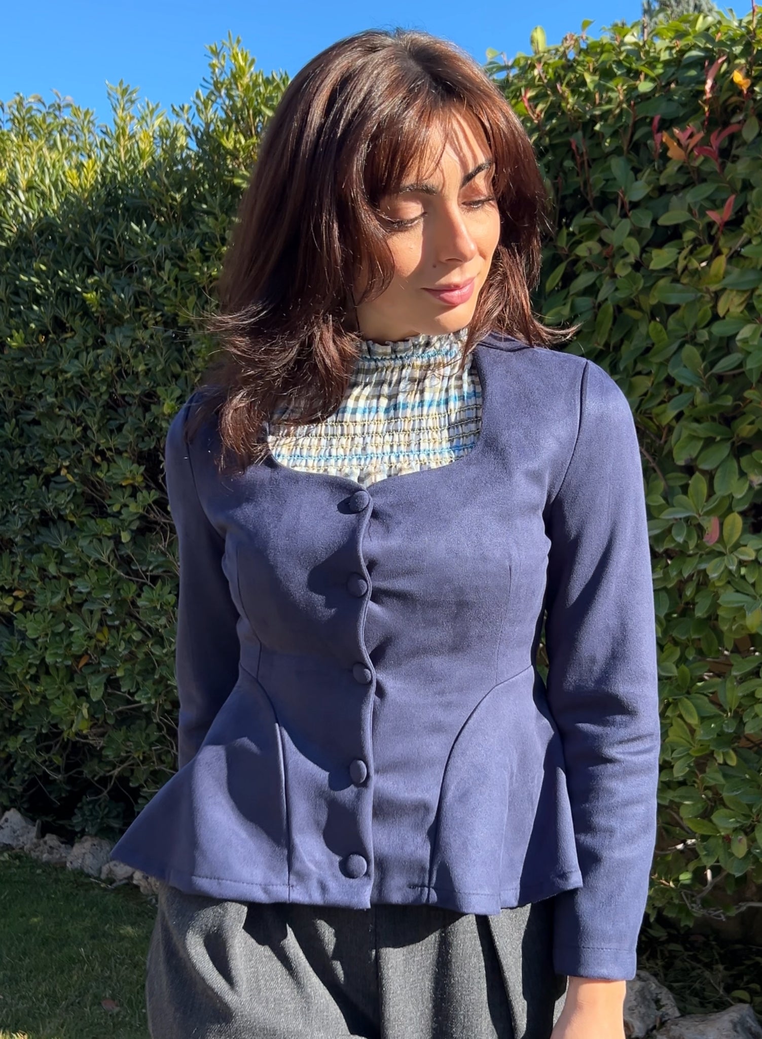 Chaqueta antelina marino