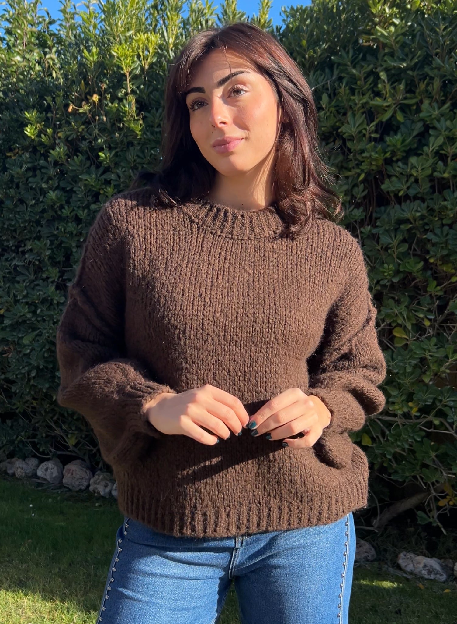 Maroon V-neck sweater