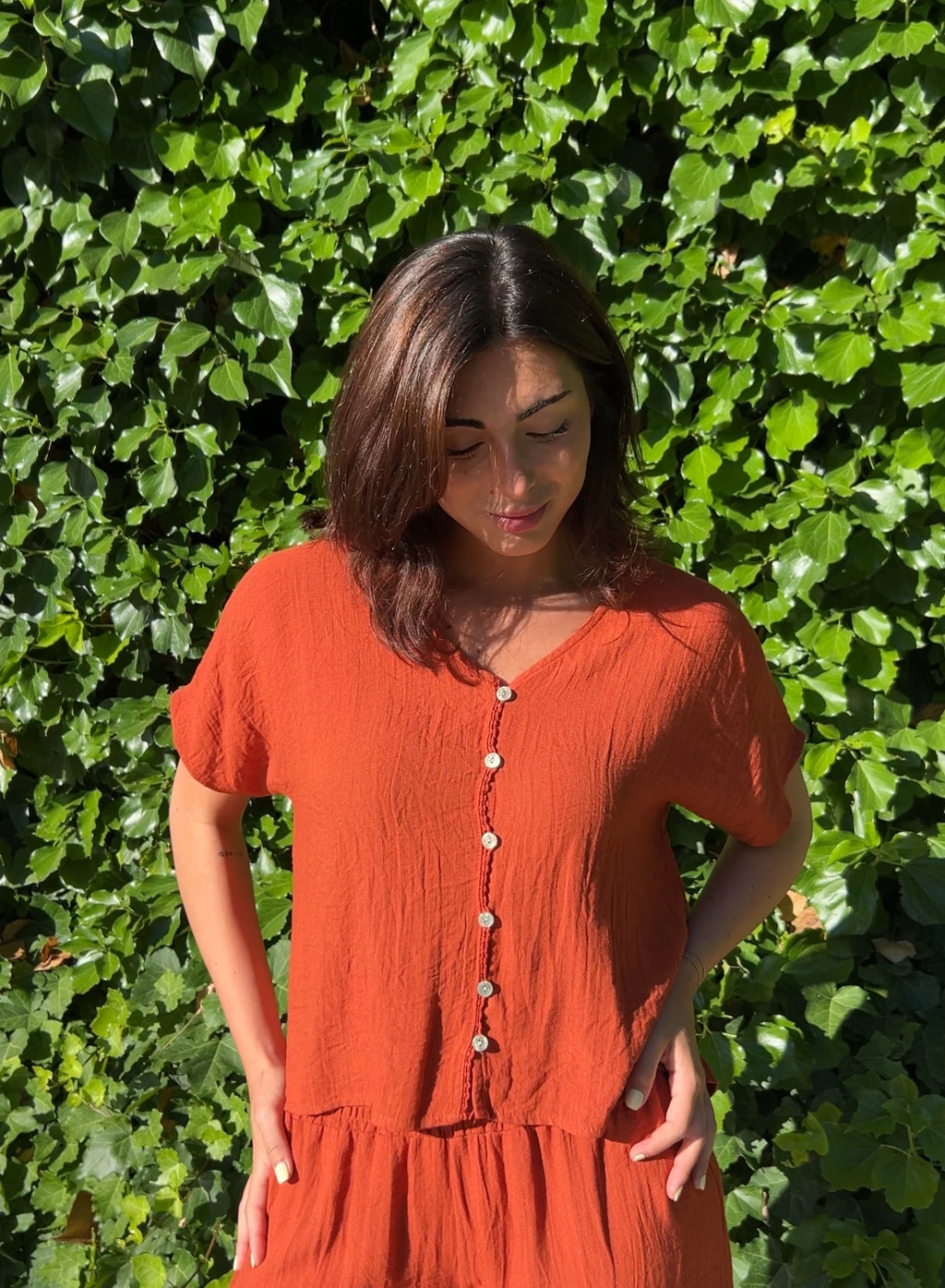 Blusa tipo bambula botones