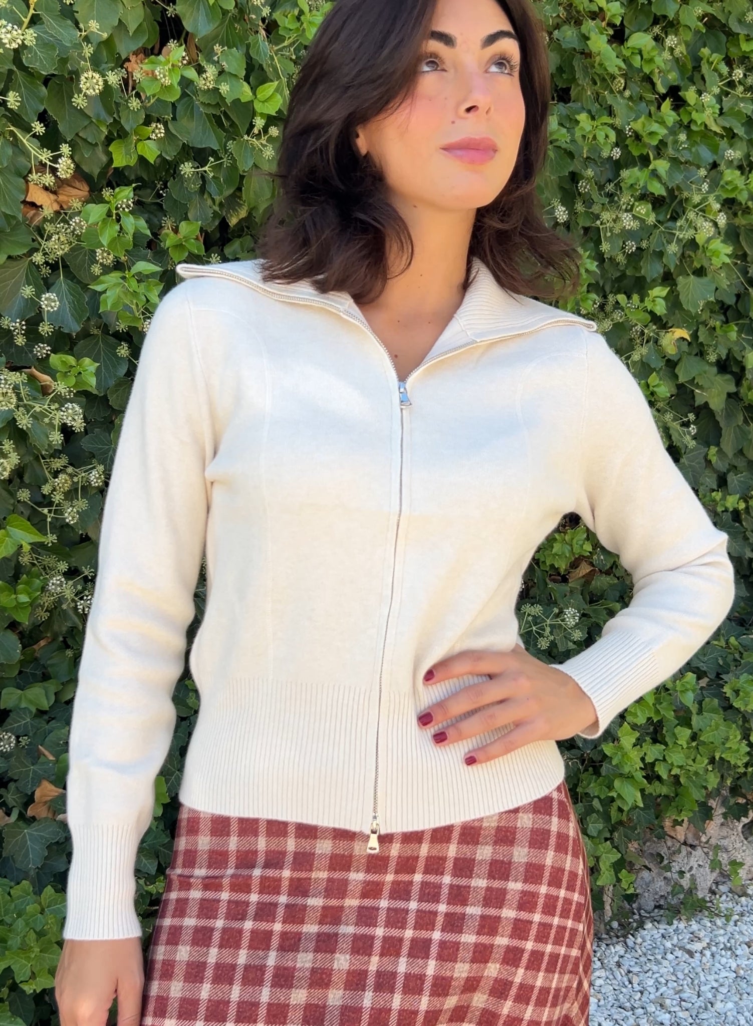 Chaqueta cremallera crudo