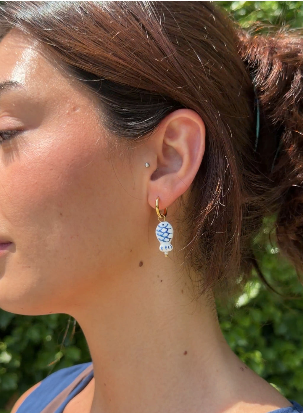 Pendientes pez piedra