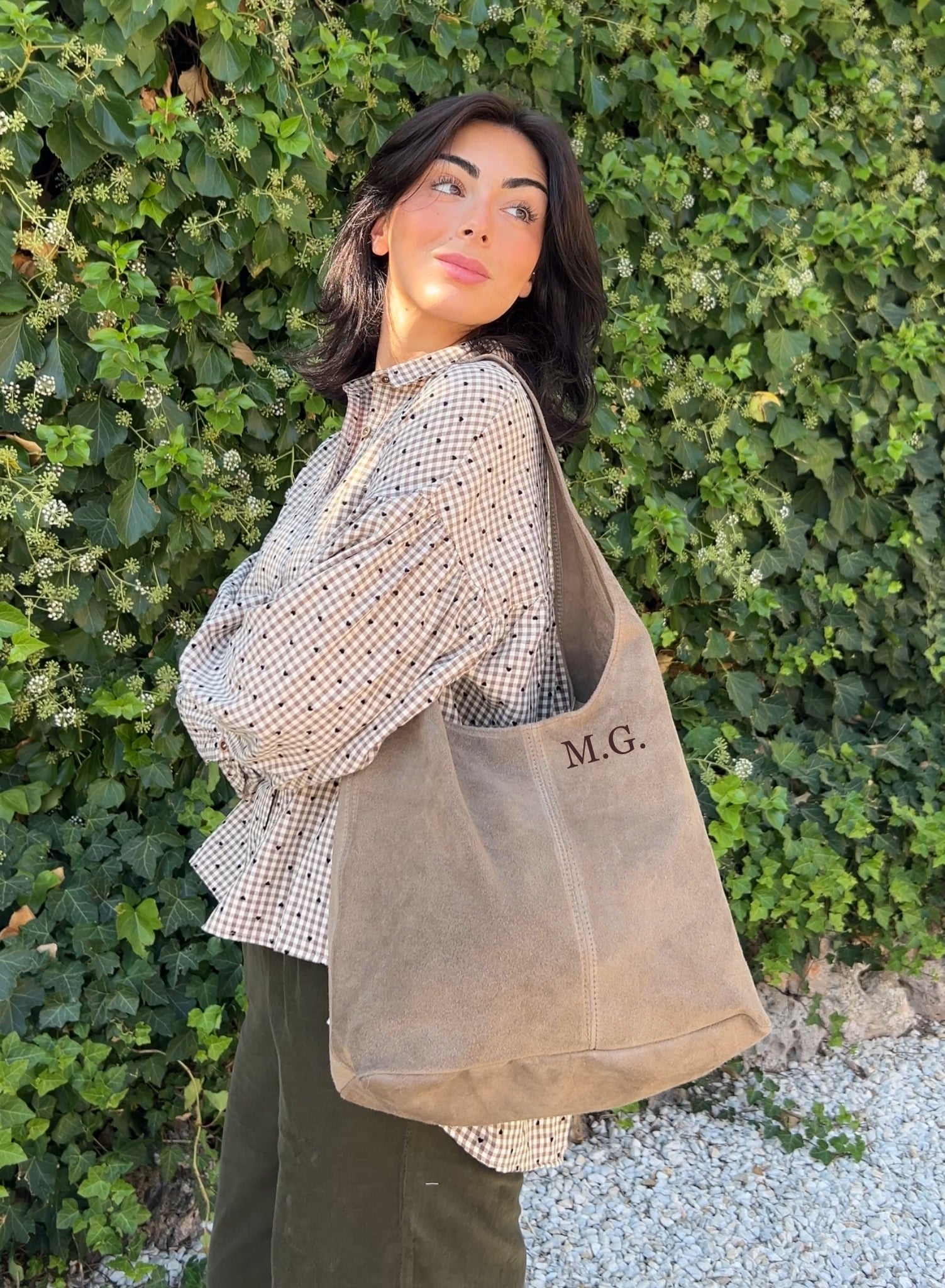 Bolso saco beige