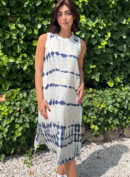 Vestido azul y blanco