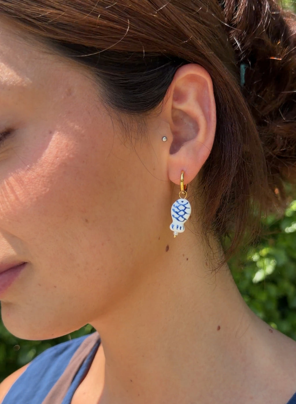 Pendientes pez piedra