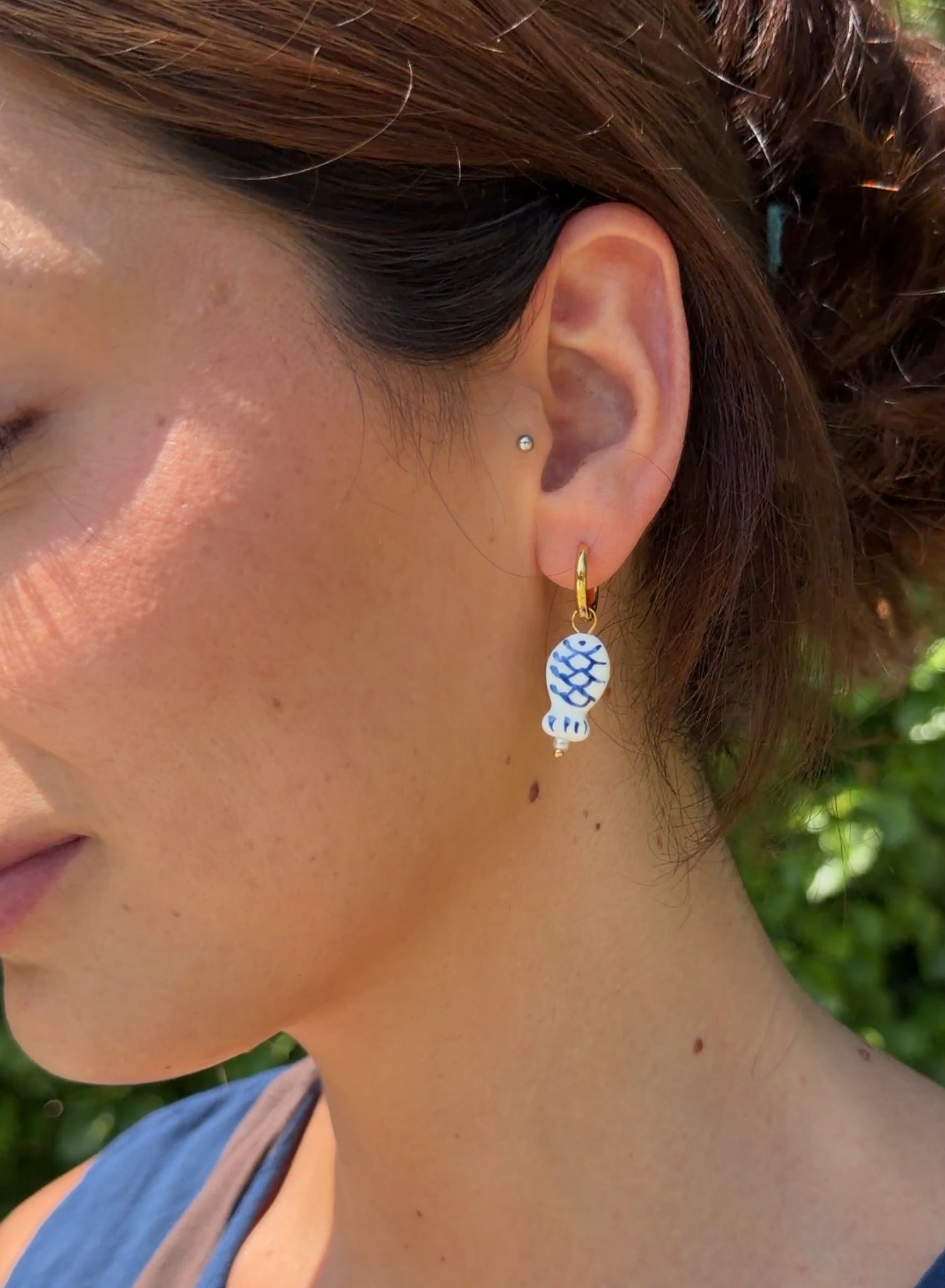 Pendientes pez piedra