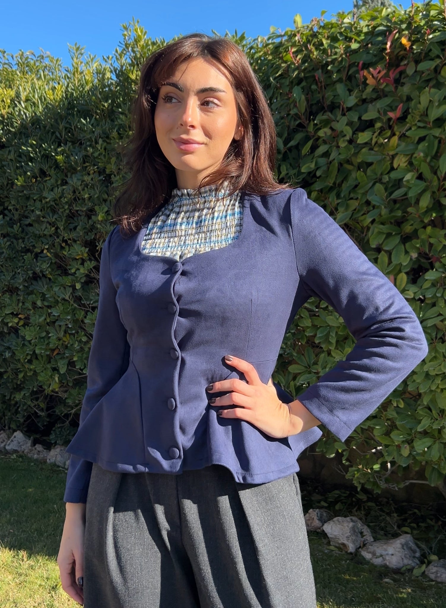 Chaqueta antelina marino