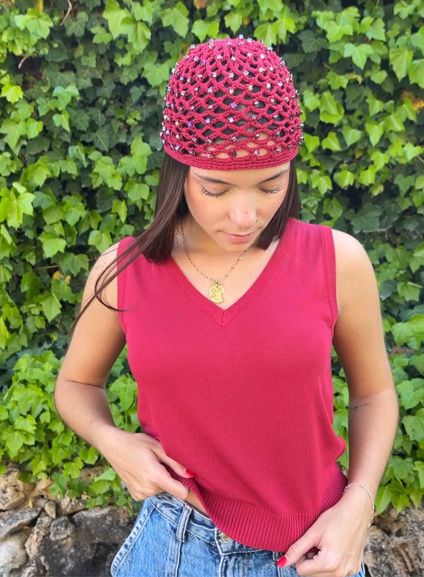 Top pico rojo