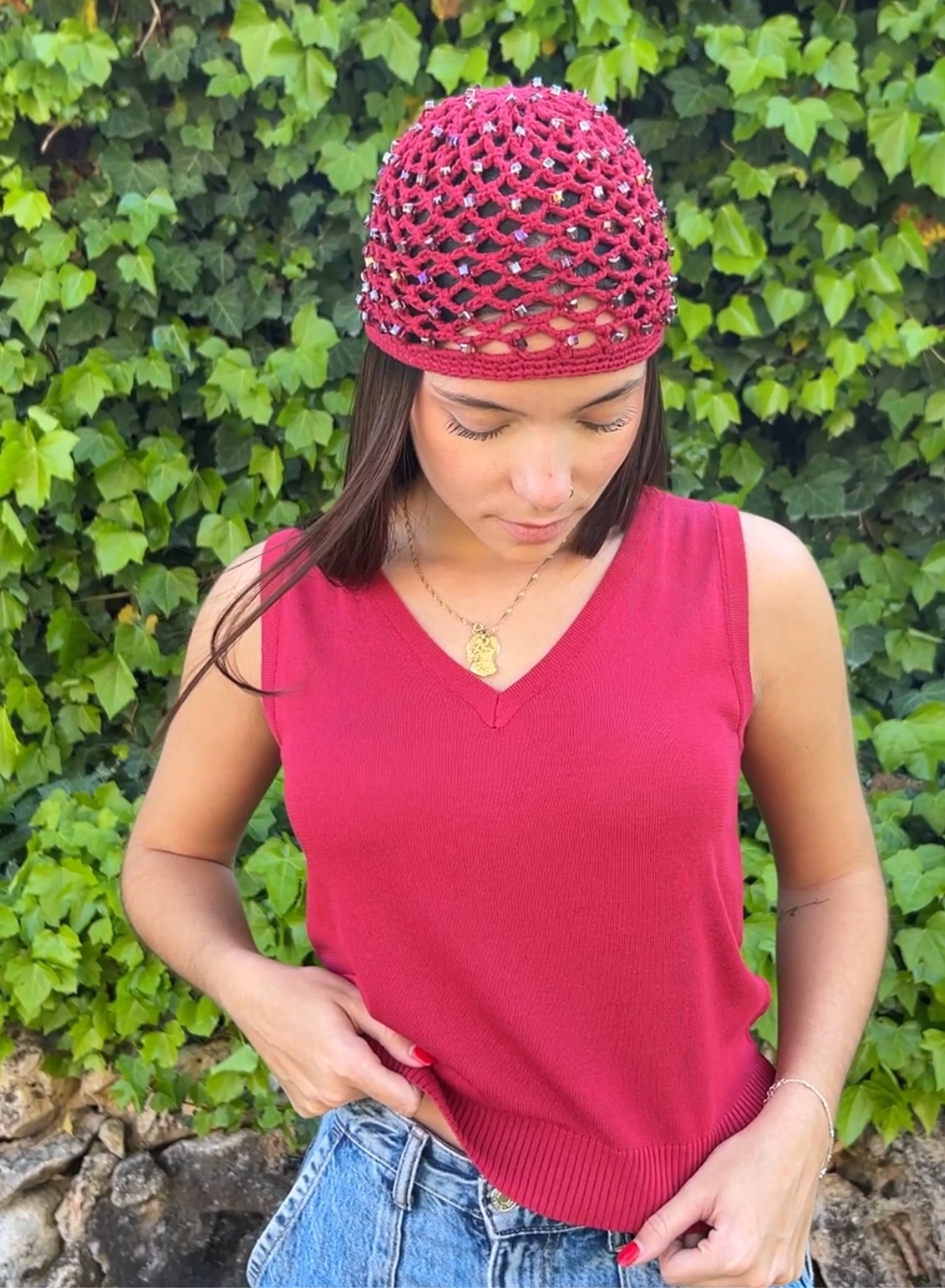 Top pico rojo